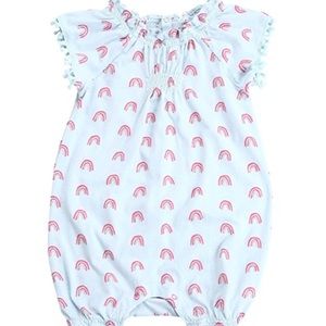 EGG By SUSAN LAZAR SHORT SLEEVE ROMPER W RAINBOWS